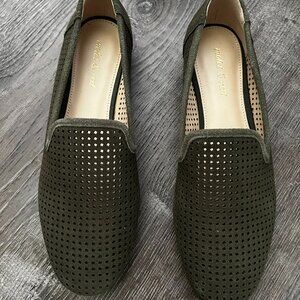 VIOLET & RED Salem Perforated Suede Loafer Flat - Olive